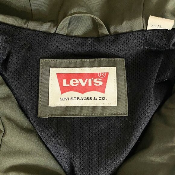 LEVI'S MEN'S OLIVE GREEN WATERPROOF ARCTIC CLOTH RAINCOAT - S - Picture 9 of 13